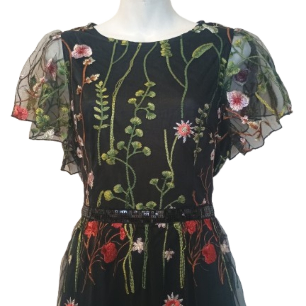 NWT JJS House Floral Embroidery Cocktail Dress Women's Size: L - Picture 4 of 14